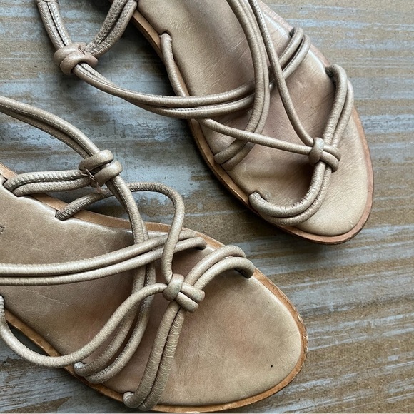 Prada Knotted Leather Sandals Boho Gladiator Preppy Casual Tan Western Womens 6 - Picture 5 of 10